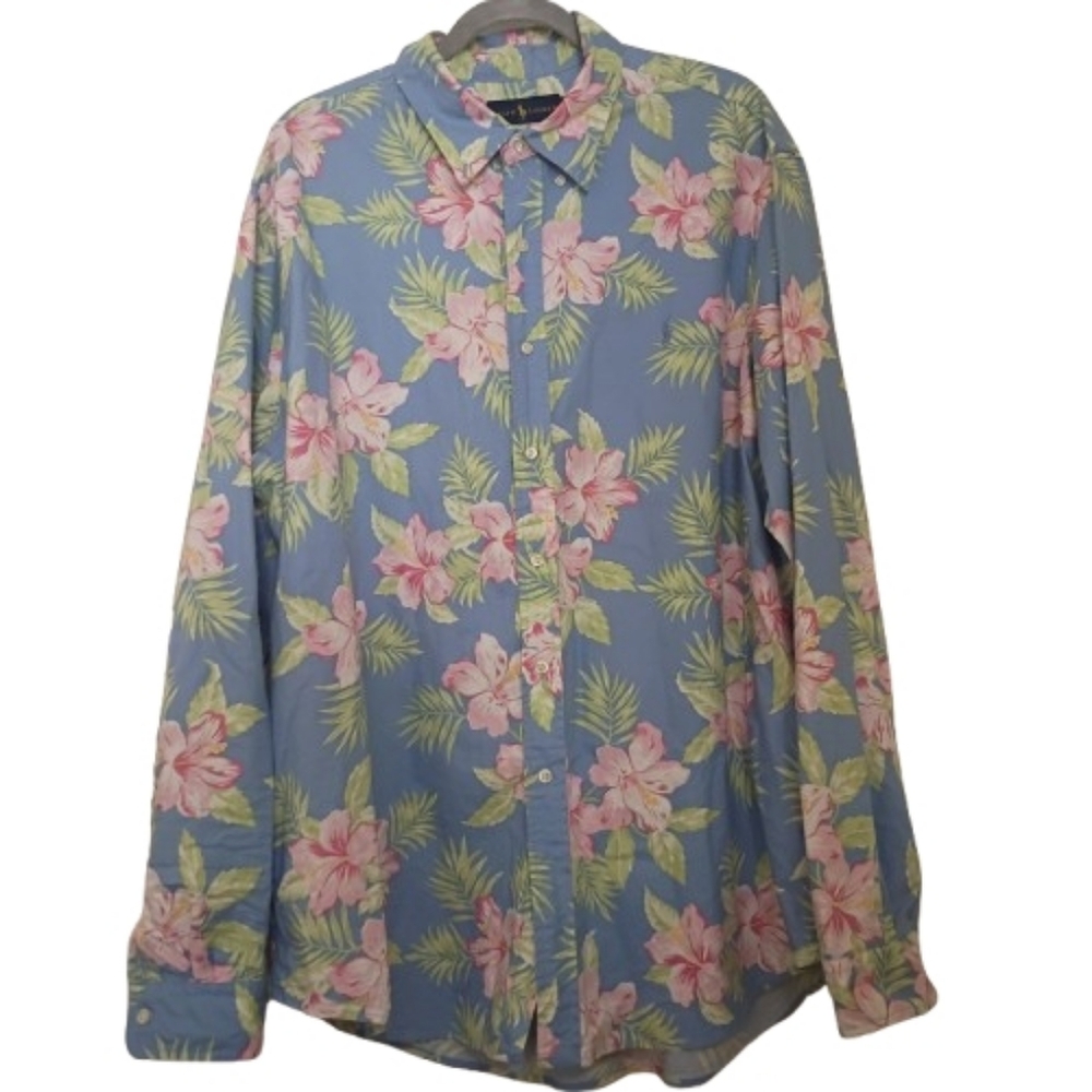 Ralph Lauren Men's Floral Aloha Button Down Long Sleeve Shirt XXL Tropical